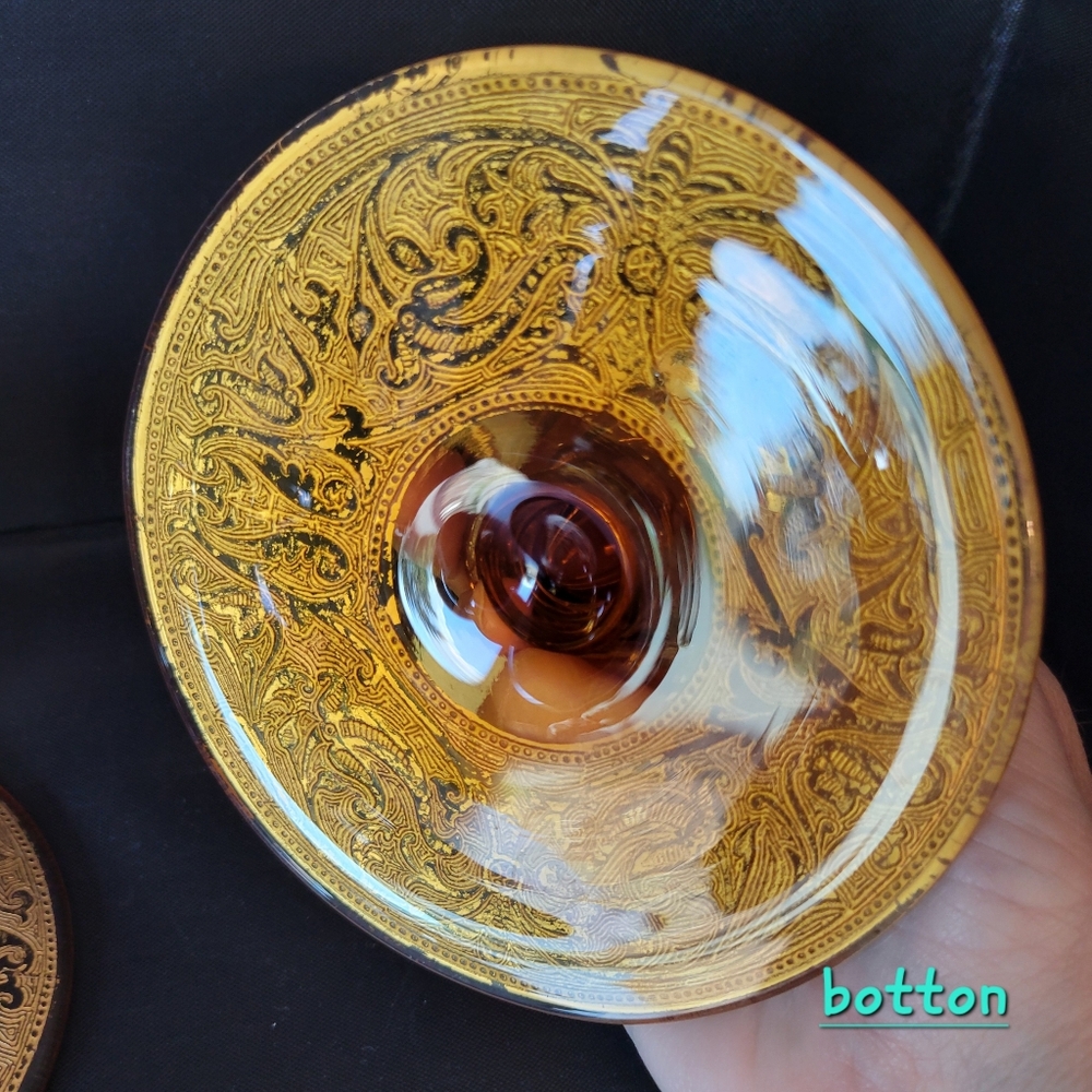 Vintage Depression Glass Art Deco Style Antique Amber, some minor flaws - Picture 5 of 9